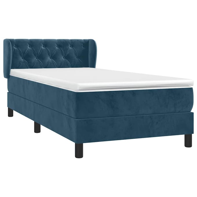 vidaXL - Boxspring - met - matras - fluweel - donkerblauw - 200x200 - cm
