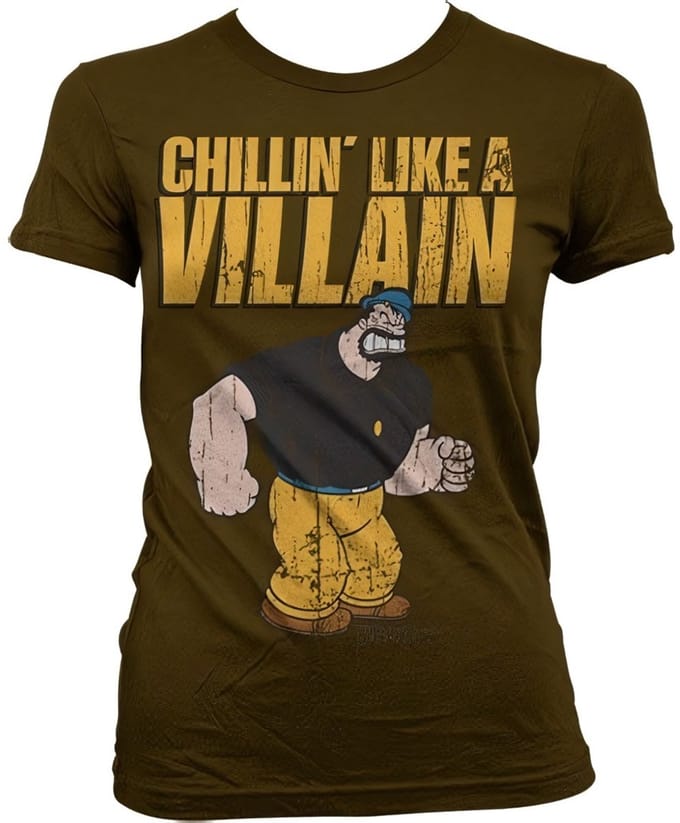 Popeye Chillin' Like A Villain Girly T-shirt voor dames, bruin