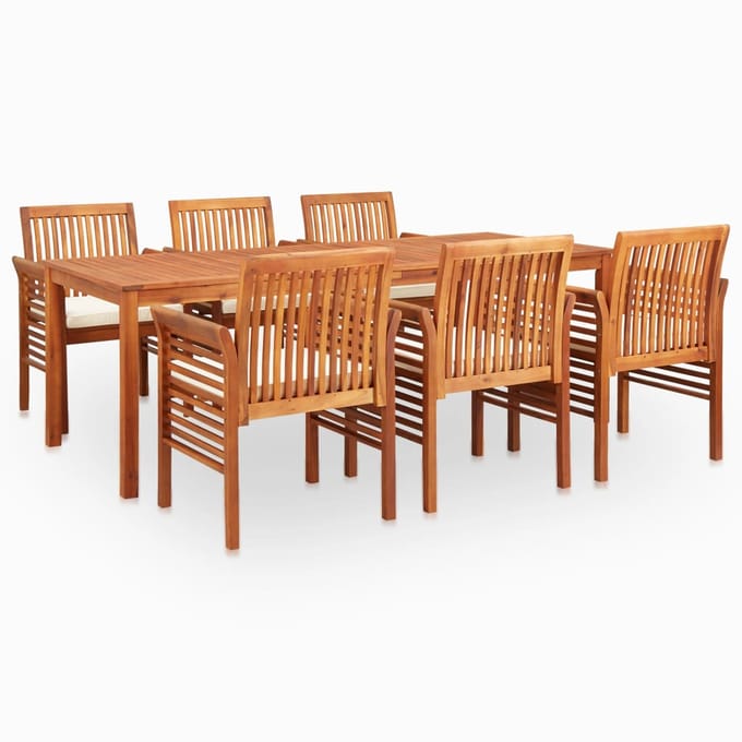 vidaXL - 7-delige - Tuinset - met - kussens - massief - acaciahout