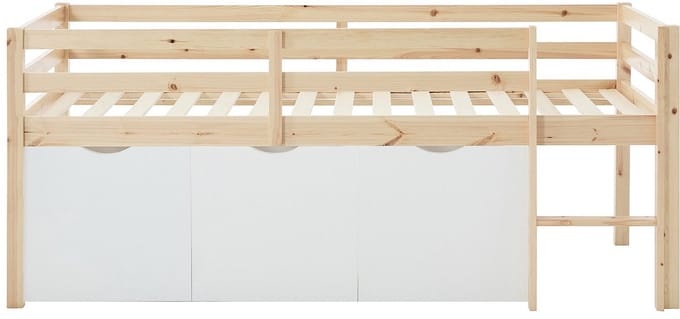 Vente-unique Halfhoogslaper hout natuurlijk licht, wit 90 x 190 cm