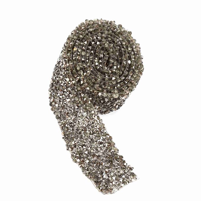 1 yard 30mm Diamant Mesh Wrap Rol Glitter Kristal Strasslint Decoratie (Grijs) black