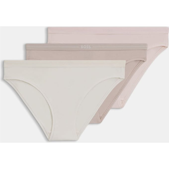 Dames Boss 3-pack slips met logo en tailleband in meerdere kleuren.