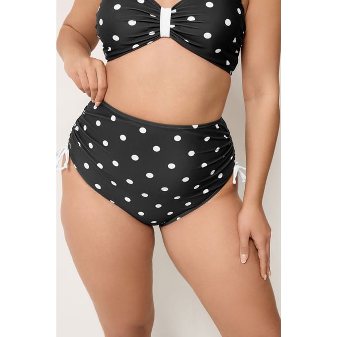 Yours Zwarte Bikinislip Met Hoge Taille En Stippen Size 48