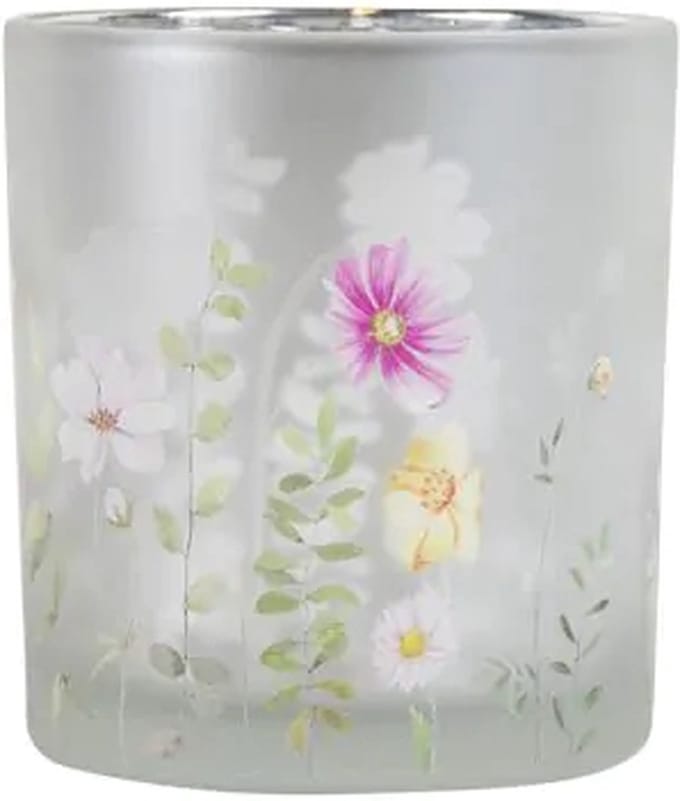 Mars & More windlicht wilde bloemen vlinder wit small 8cm