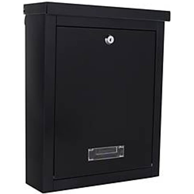 Rottner Brievenbus Brighton Zwart - 40x31x13,5 cm - Inworp: 25x2 cm