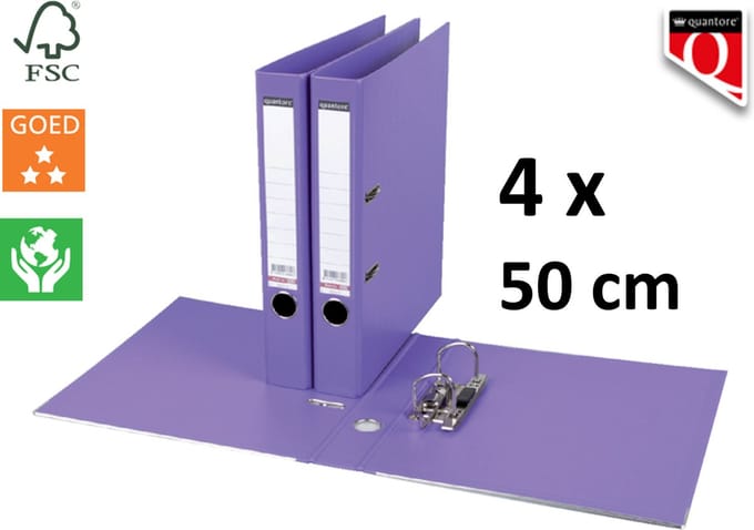 4 x Ordner Quantore - A4 - 50mm breed - PP kunststof - violet