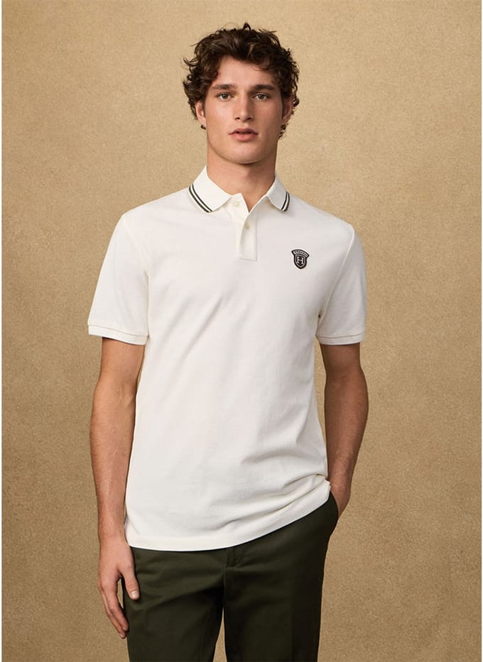 Hackett Heritage Badge Korte Mouw Poloshirt Wit S Man