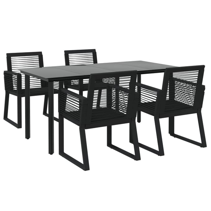 vidaXL - 5-delige - Tuinset - PVC-rattan - zwart