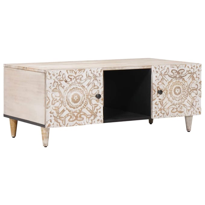 vidaXL - Salontafel - Wit - 100 - x - 54 - x - 40 - cm - Massief - Mango - Hout