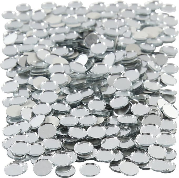 1000x Spiegel mozaiek steentjes - rond - 10 mm - glas - knutselen - hobbyen - knutselmaterialen