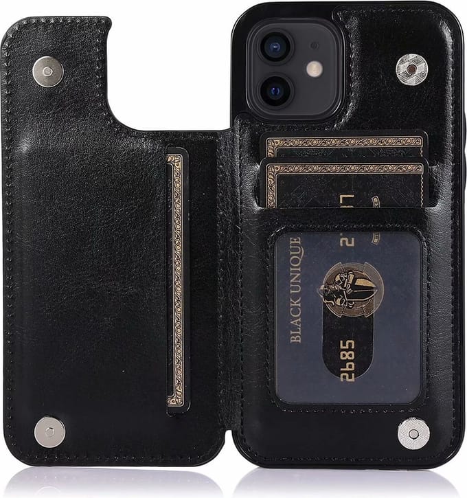 Hoesje geschikt voor iPhone 16 Pro Max - Backcover - Pasjeshouder - Portemonnee - Kunstleer - Zwart