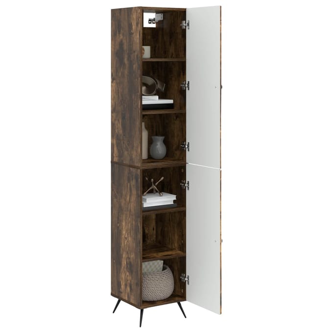 vidaXL - Kast - Set - 2 - st - Gerookt - eiken - Bewerkt - hout