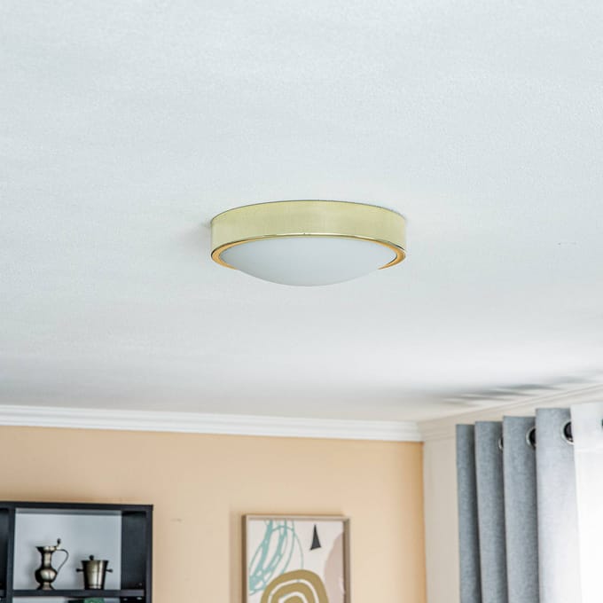 Lamkur Plafondlamp Jaris, gebogen glas, Ø 26 cm, goud