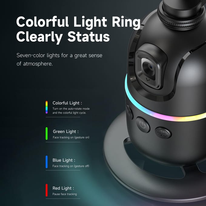 360 graden Auto Face Tracking Gimbal Auto Tracking Telefoonhouder Smart Selfie Gimbal Stabilisator Robot zwart