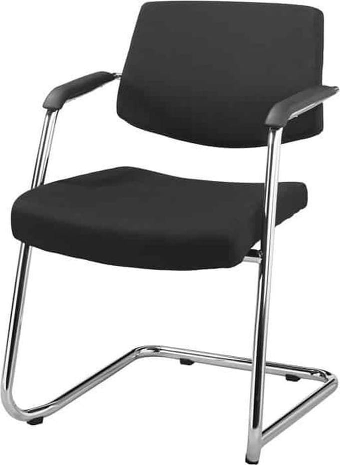 Vergaderstoel lage rug Elan in zwart leatherlook met chrome frame