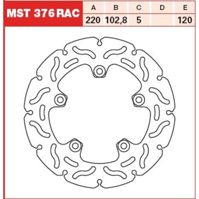 Remschijf TRW MST376RAC, 1 Stuk