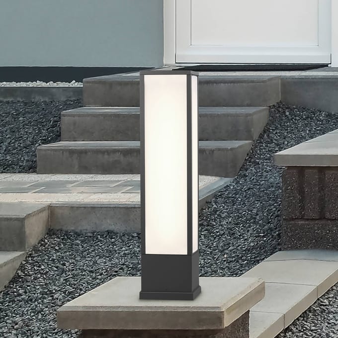 Trio Lighting Fuerte LED sokkellamp, antraciet, aluminium, IP54