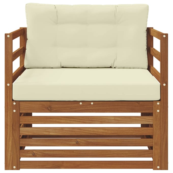 vidaXL - Buitensofa - Massief - Acacia - Hout - en - Polyester - Natuurlijk - en - Crème