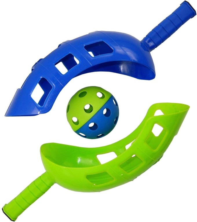 Schep catch balspel, groen/blauw