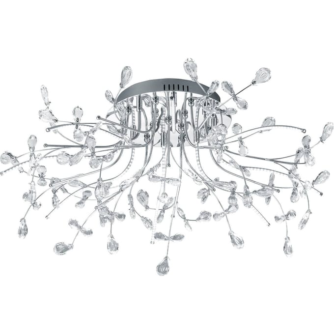 HELL Plafondlamp Crystal, chroom, 77 cm