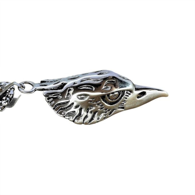 Stoer edelstaal hanger Adelaar kop met gratis zwart leer ketting.