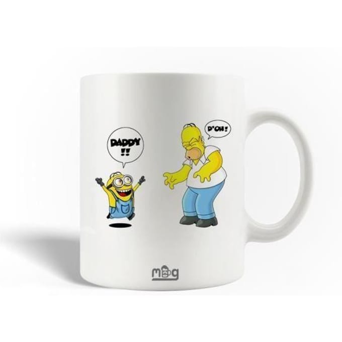 Mug en Céramique - Kevin Minion - Homer Simpson - 30cl - Compatible Lave-Vaisselle - Blanc