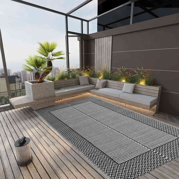 vidaXL - Buitenkleed - ARAKIL - 190x290 - cm - PP - grijs
