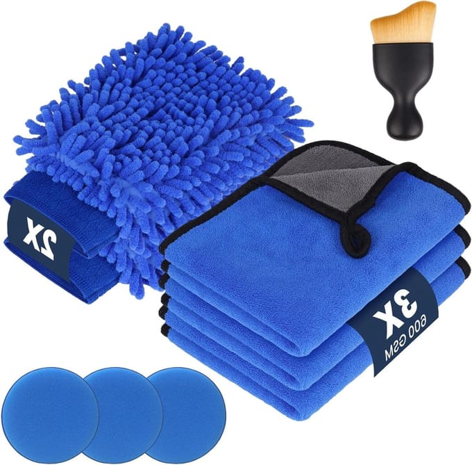 Solidchoice - Complete Auto Schoonmaakset 9 Stuks met Microvezel
