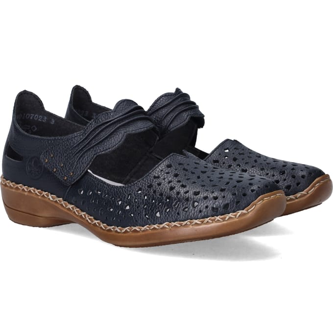 Donkerblauwe Instappers met Velcro Rieker