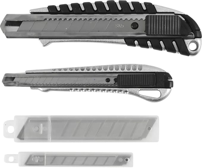 Benson Afbreekmessen set metaal 9 en 18 mm + 10 reservemessen 12 stuks