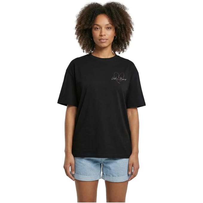 Urban Classics - Heart Logo Loose Dames Tshirt - S - Zwart