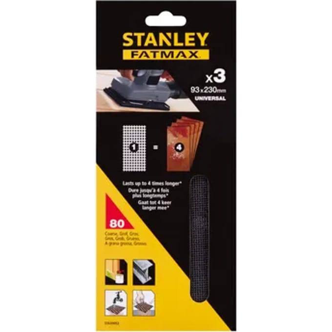 Stanley Fatmax Schuurgaas Third Sheet Mesh - 93 X 230mm - Quickfit K80 3 Stuks