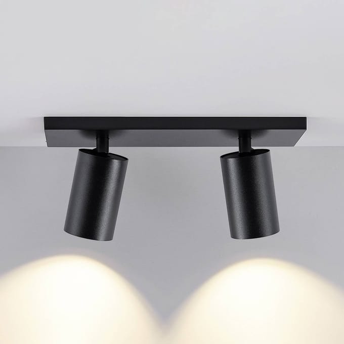 Deko Light 348248 Can Tilt eckig, 2x 7,5 W GU10, Schwarz Plafondopbouwarmatuur GU10 7.5 W Zwart