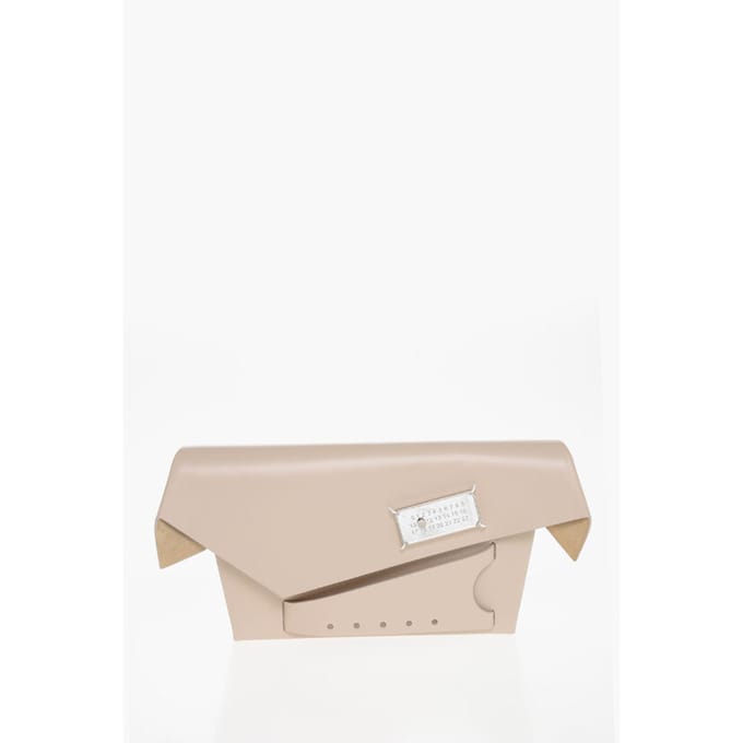 MM11 Saffiano leren SNATCHED clutch met clipsluiting in roze