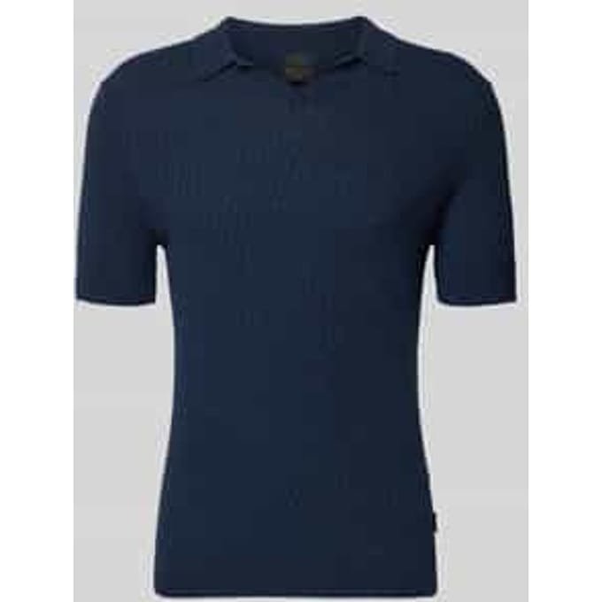 slim fit gebreid poloshirt met structuurpatroon