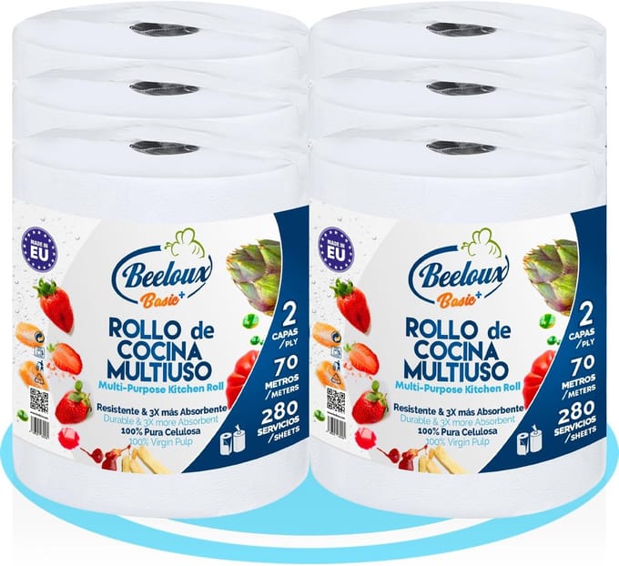 Keukenrol 2-laags 6 Rollen 70m Pure Cellulose