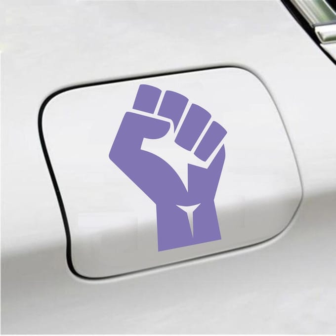 Bumpersticker - Vuist - 13 X 9 - Paars