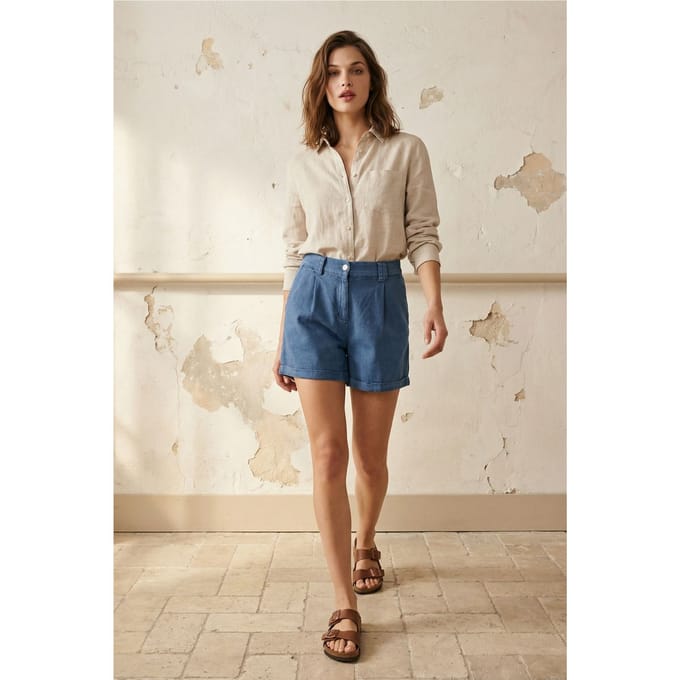 Hoge Taille Brede Pijpen Tailored Shorts