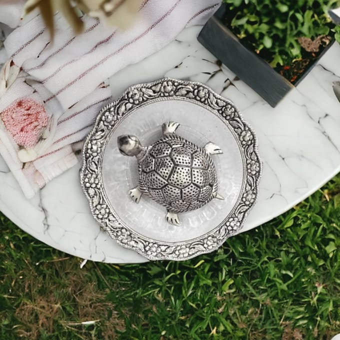Feng Shui Crystal Turtle voor Geluk met Tray