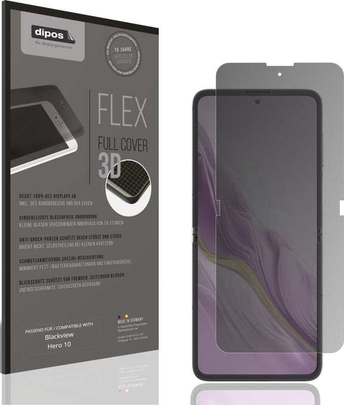dipos FLEX – Matte Privacy Screenprotector geschikt voor Blackview Hero 10 Binnenkant | Volledige Schermbescherming | Case-Friendly