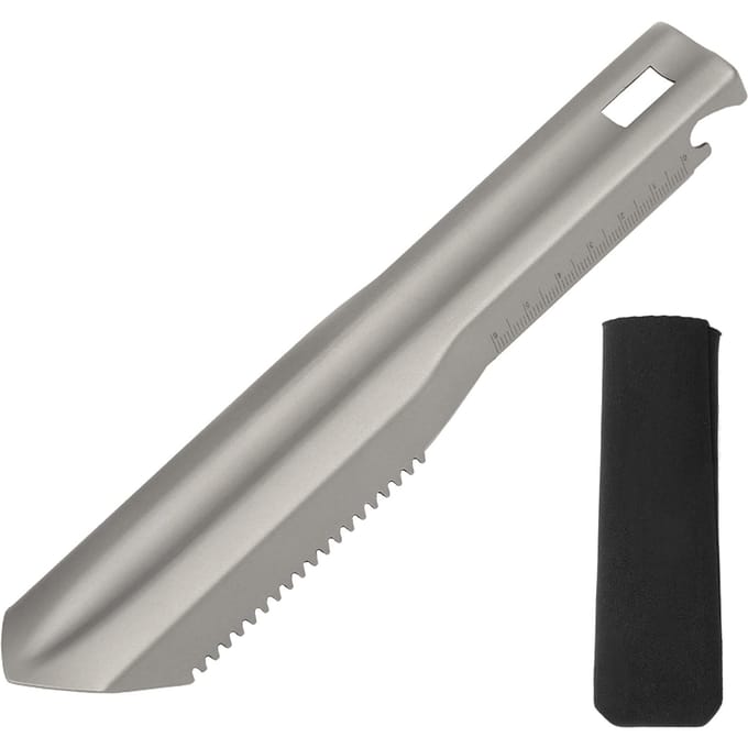 Ultralichte titanium handschep, multitool, rugzaktroffel met draagtas voor tuinieren gray