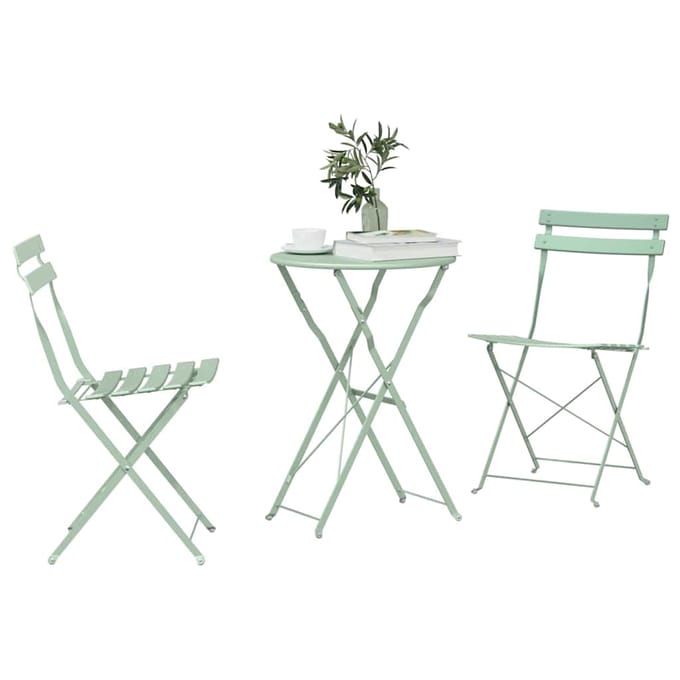 vidaXL - Opvouwbare - Bistroset - 3 - st - Sea - foam - Staal