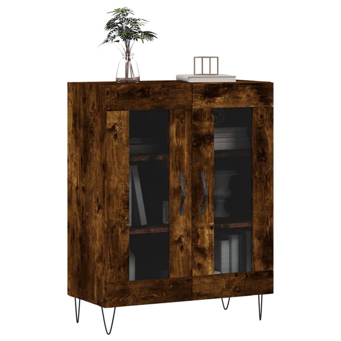 vidaXL Dressoir 69,5x34x90 cm bewerkt hout gerookt eikenkleurig