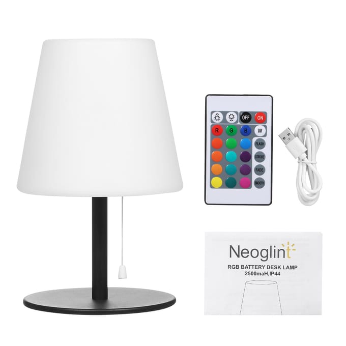 Neoglint RGB Tafellamp Kleurrijk Bureaulamp met Afstandsbediening Trekketting Schakelaar Bedlampje white