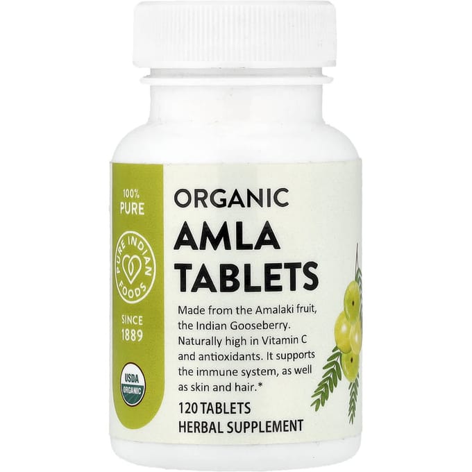 Pure Indian Foods, Biologische Amla Tabletten, 120 Tabletten (400 mg per tablet)