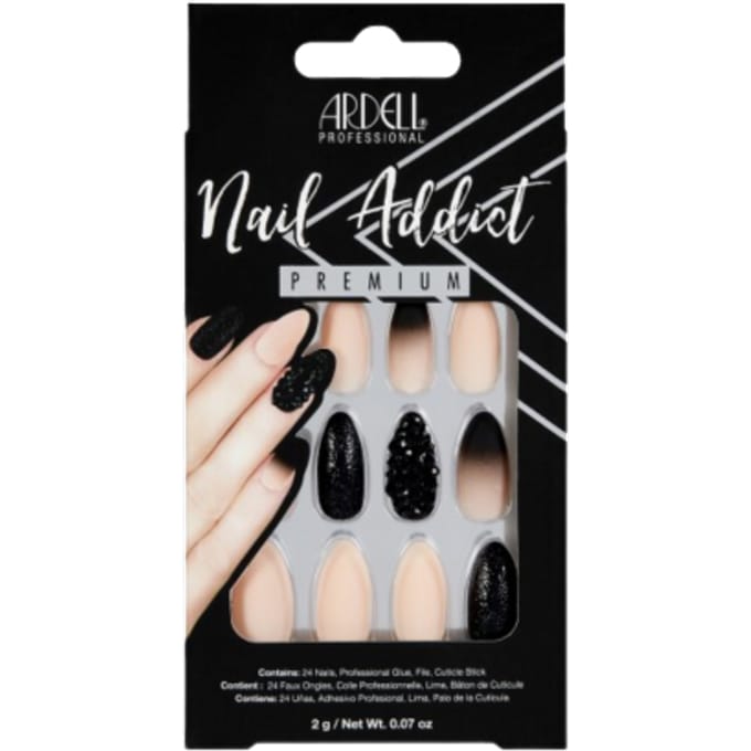 Ardell Nail Addict Black Stud & Pink Ombre Kunstnagels - 24 stuks