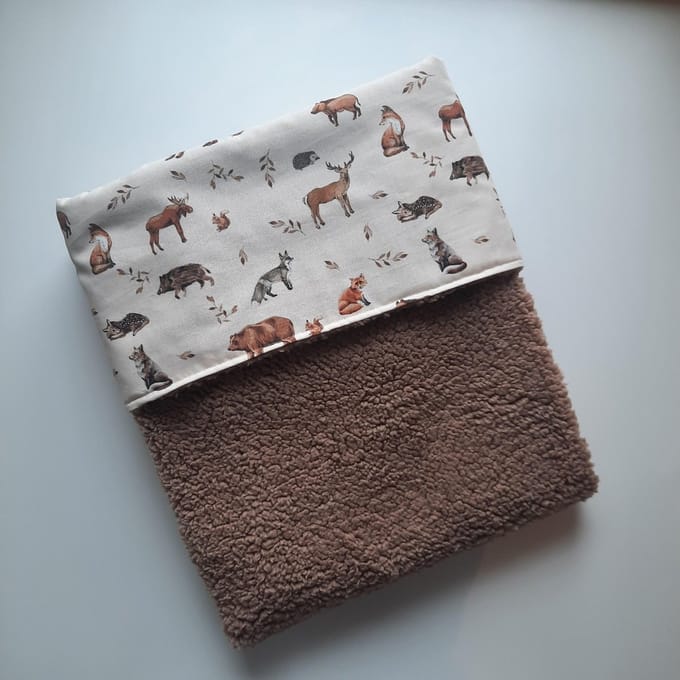 Wiegdeken - teddy bruin - bosdieren - 70x 100 cm - unisex - Handgemaakt - Handmade