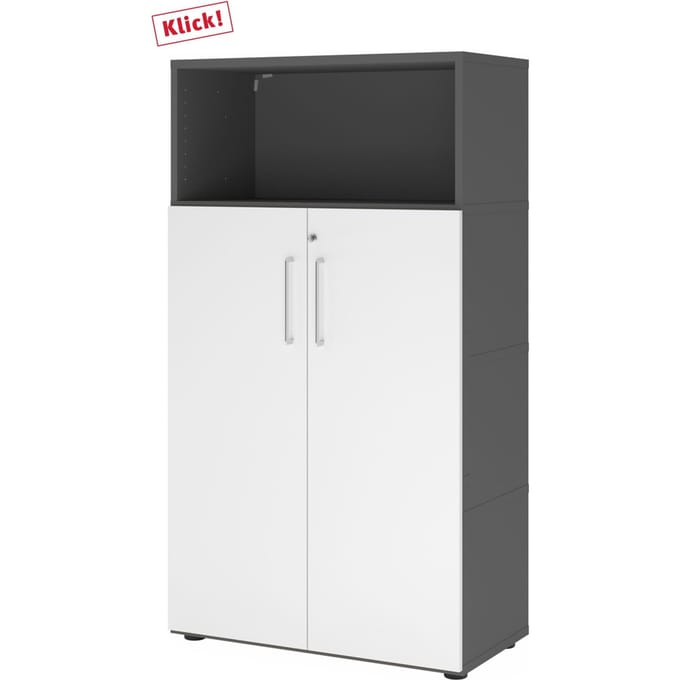 FlexWall | 4 OH | deuren + kast | met verstelbare poten - Grafiet/Wit