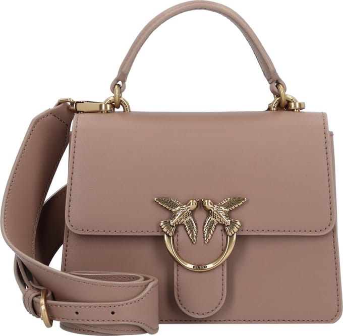 PINKO Handtas Schoudertas Love One Top Handle Mini Light Ginger Biscuit - Antique Gold Taupe