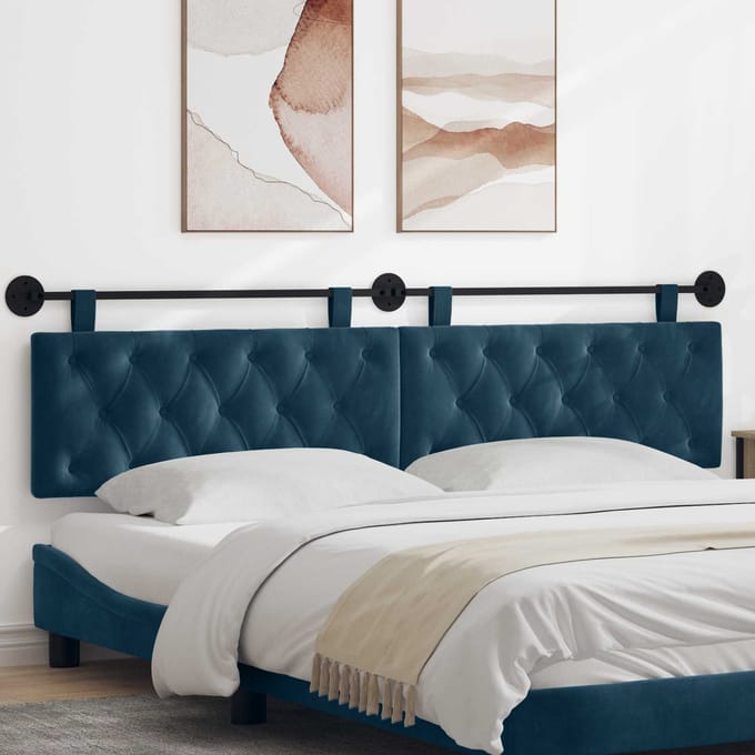vidaXL - Hangend - hoofdbord - Blauw - Fluweel